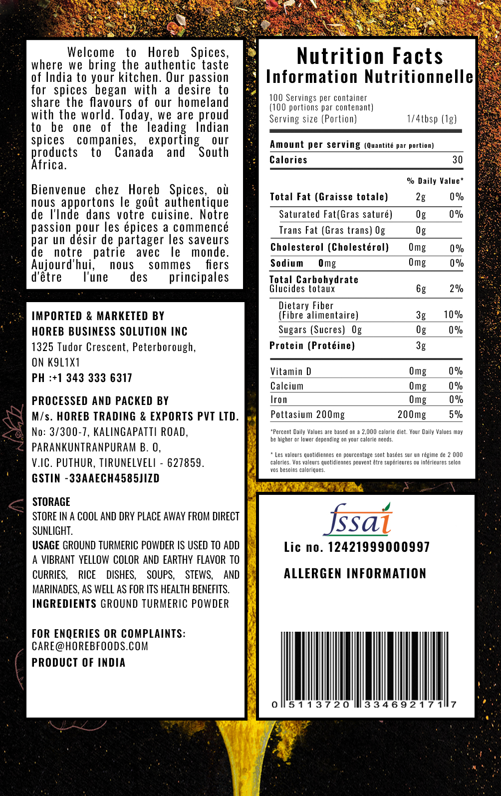 Ground Turmeric - Back